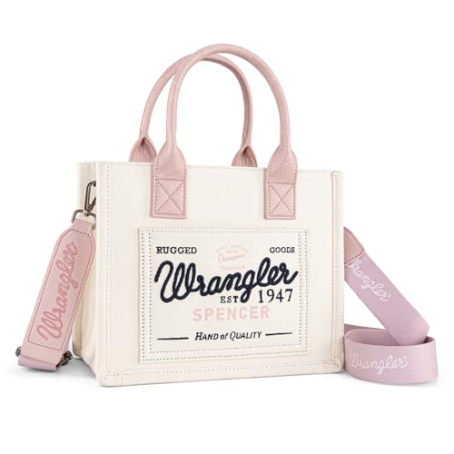 Wrangler Tote Bag for Women Canvas Crossbody Shoulder Purses Top-Handle Handbags with Guitar Strap Satchel Purses Multi-pockets Casual Work Bag WG136-8120SLPK