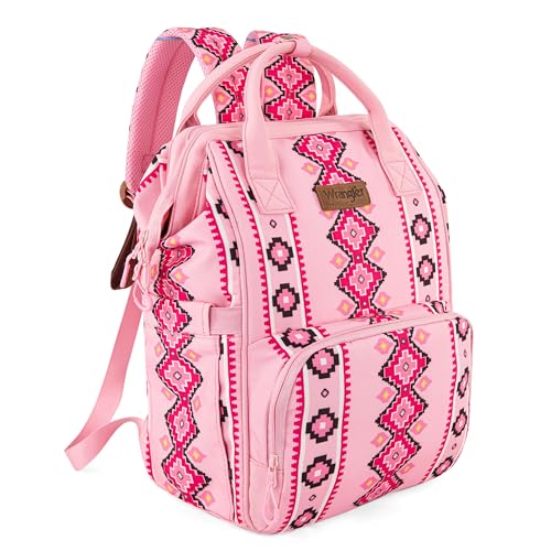 Wrangler Aztec Backpack Organized Daypack Travel Baby Bag with Stroller Strap and Side Bottle Pockets WG2204-9110PK