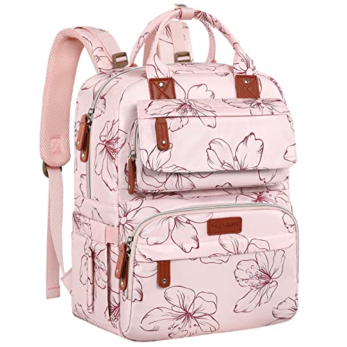 Diaper Bag Backpack, Baby Girl Diaper Bag for Mom, Large Pink Floral Diaper Bag Backpack for Girls, Waterproof Mom Backpack for Work Travel Holiday with Insulated Pockets and Stroller Straps